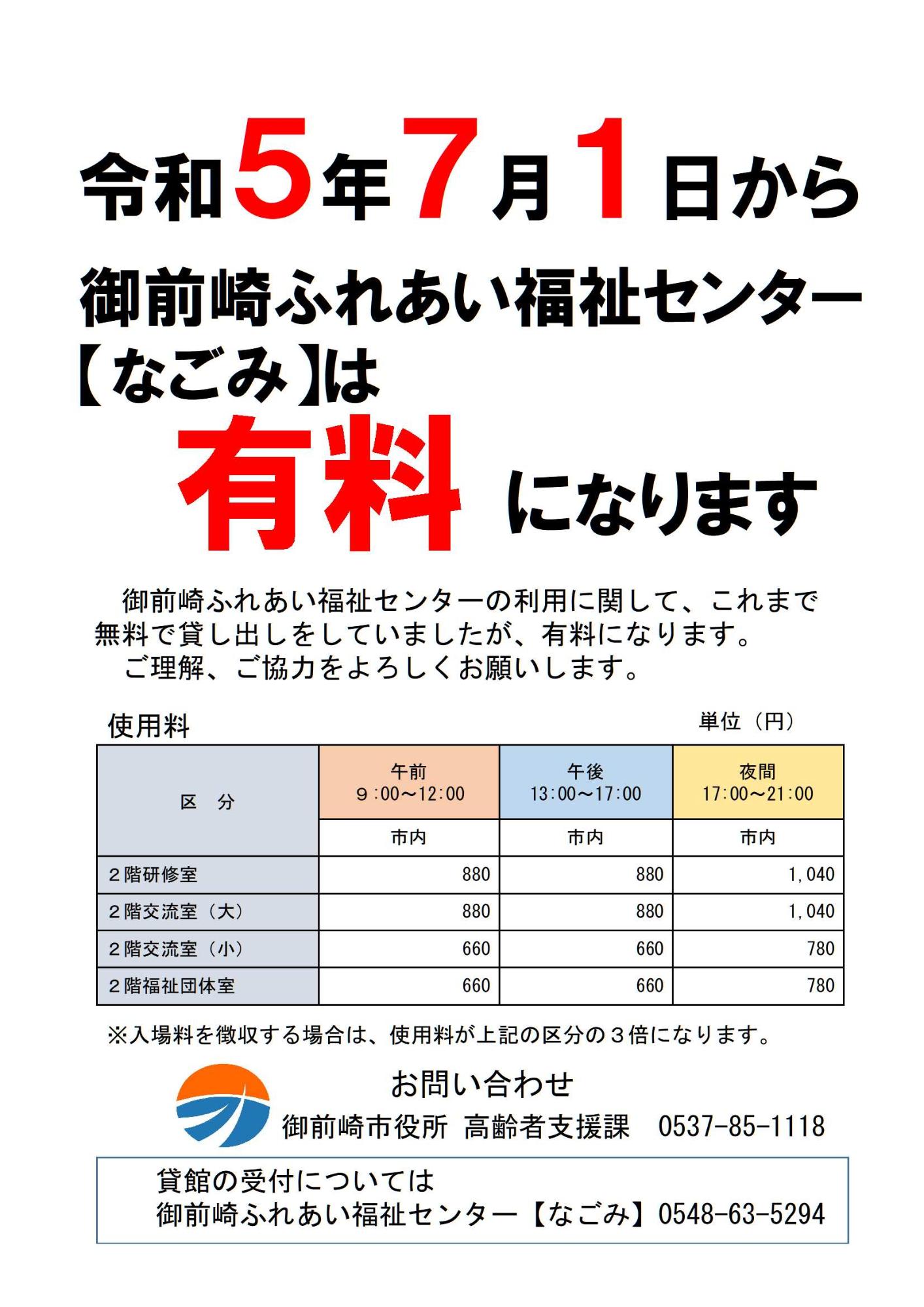 浜岡老人福祉センター使用料5