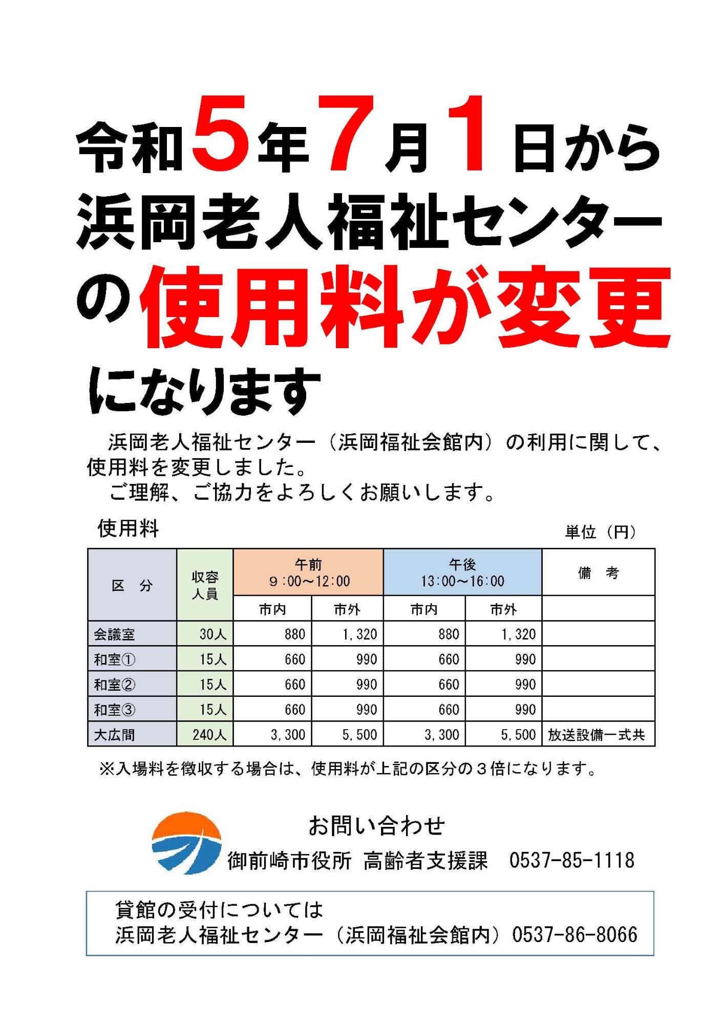 浜岡老人福祉センター使用料4
